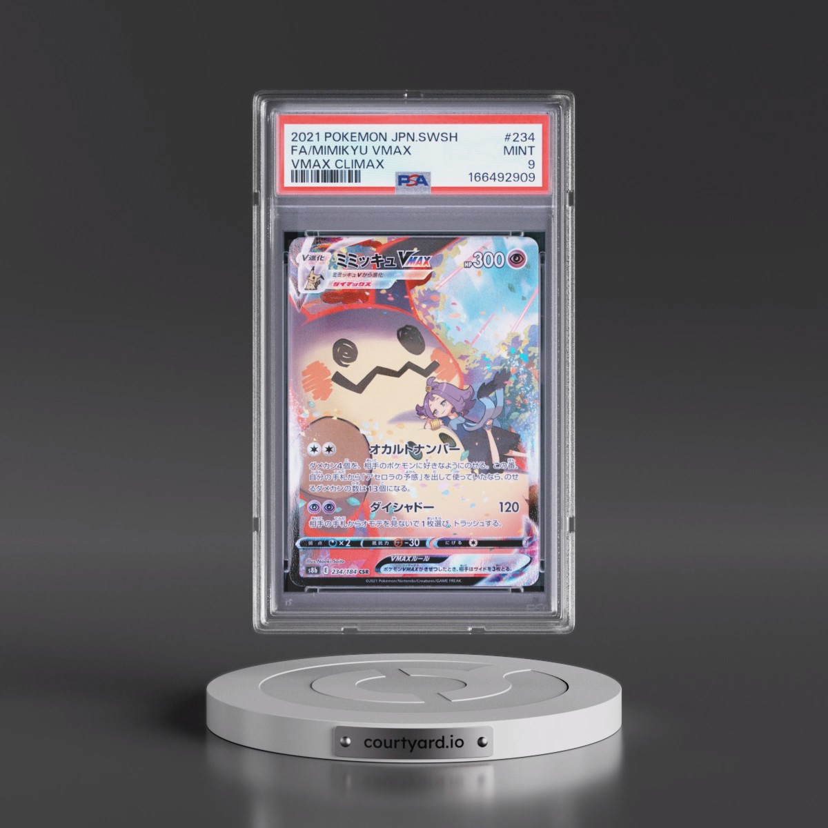2021 Pokémon Sword & Shield Vmax Climax Mimikyu Vmax - Full Art #234 PSA 9