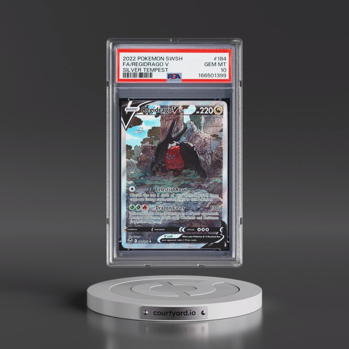 2022 Pokémon Sword & Shield Silver Tempest #184 Regidrago V - Holo Full Art (PSA 10 GEM MINT)