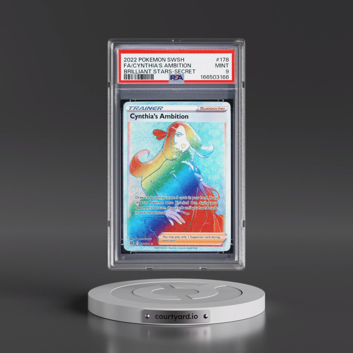 2022 Pokémon Sword & Shield Brilliant Stars #178 Cynthia's Ambition - Full Art Secret (PSA 9 MINT)