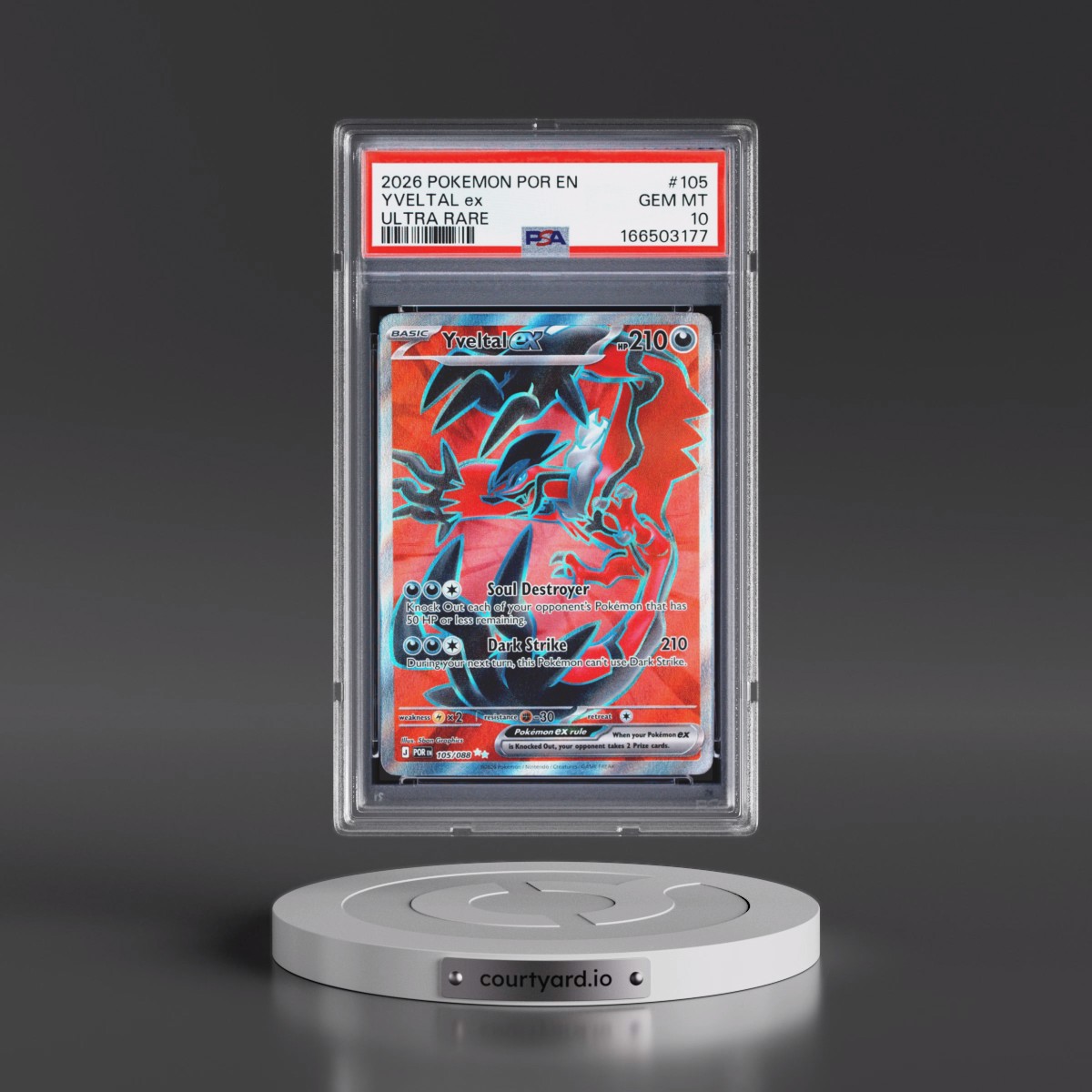 2026 Pokémon Por EN-Perfect Order #105 Yveltal EX - Holo Ultra Rare (PSA 10 GEM MINT)