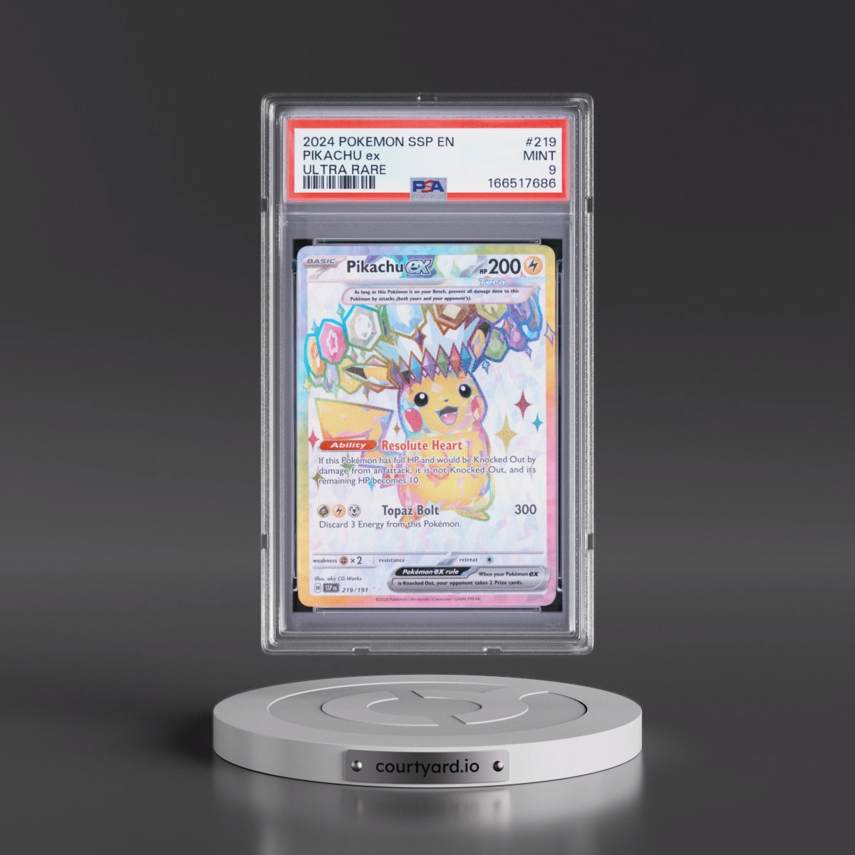 2024 Pokémon Ssp EN-Surging Sparks #219 Pikachu EX - Holo Ultra Rare (PSA 9 MINT)