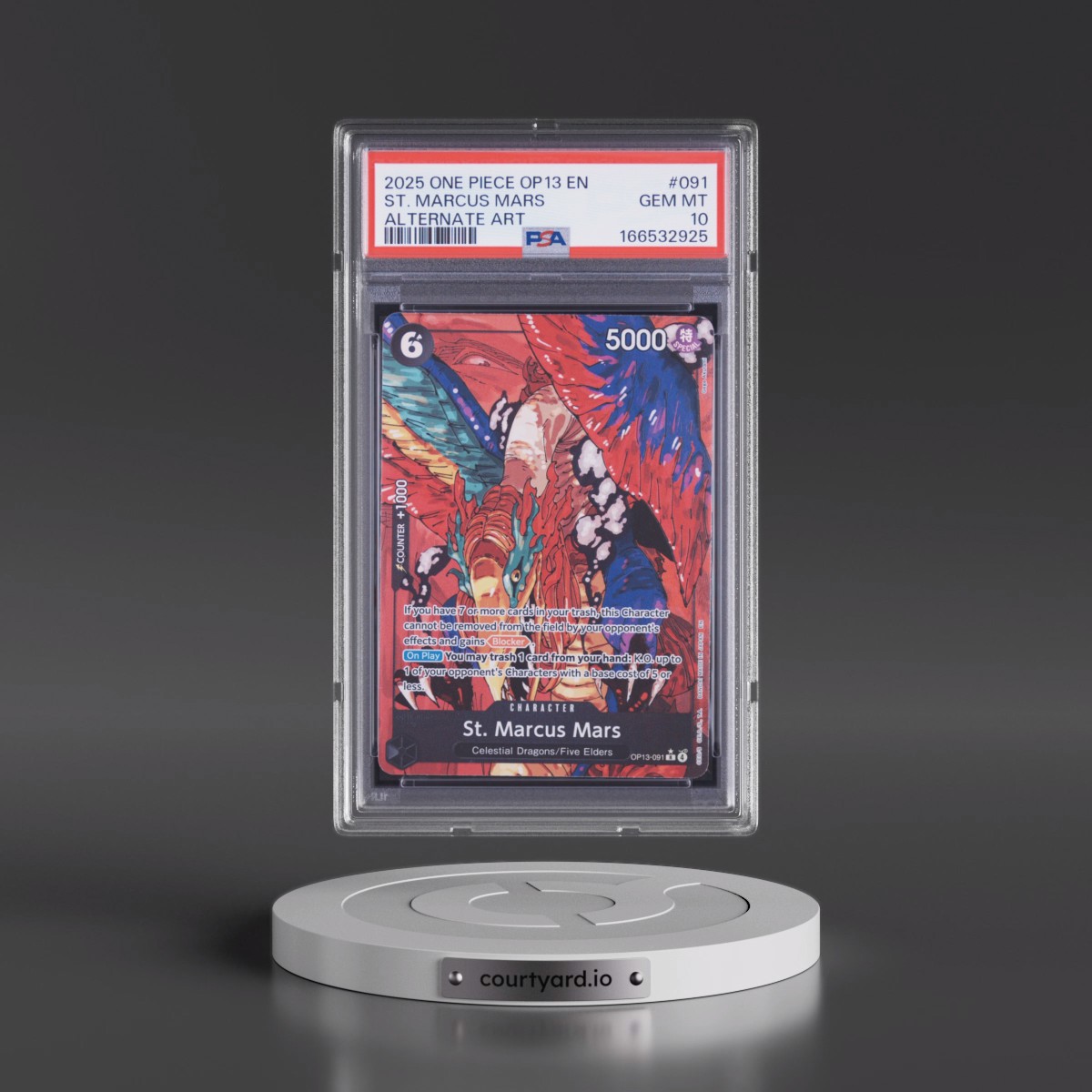 2025 One Piece OP13-Carrying on His Will #091 St. Marcus Mars - Alternate Art (PSA 10 GEM MINT)