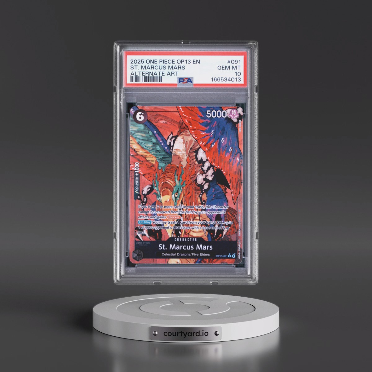 2025 One Piece OP13-Carrying on His Will #091 St. Marcus Mars - Alternate Art (PSA 10 GEM MINT)