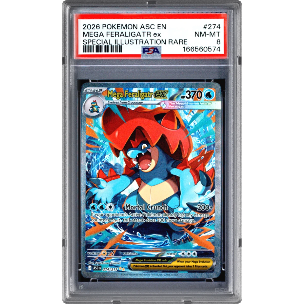 2026 Pokémon Asc EN-Ascended Heroes #274 Mega Feraligatr EX - Holo Special Illustration Rare (PSA 8 NM-MT)