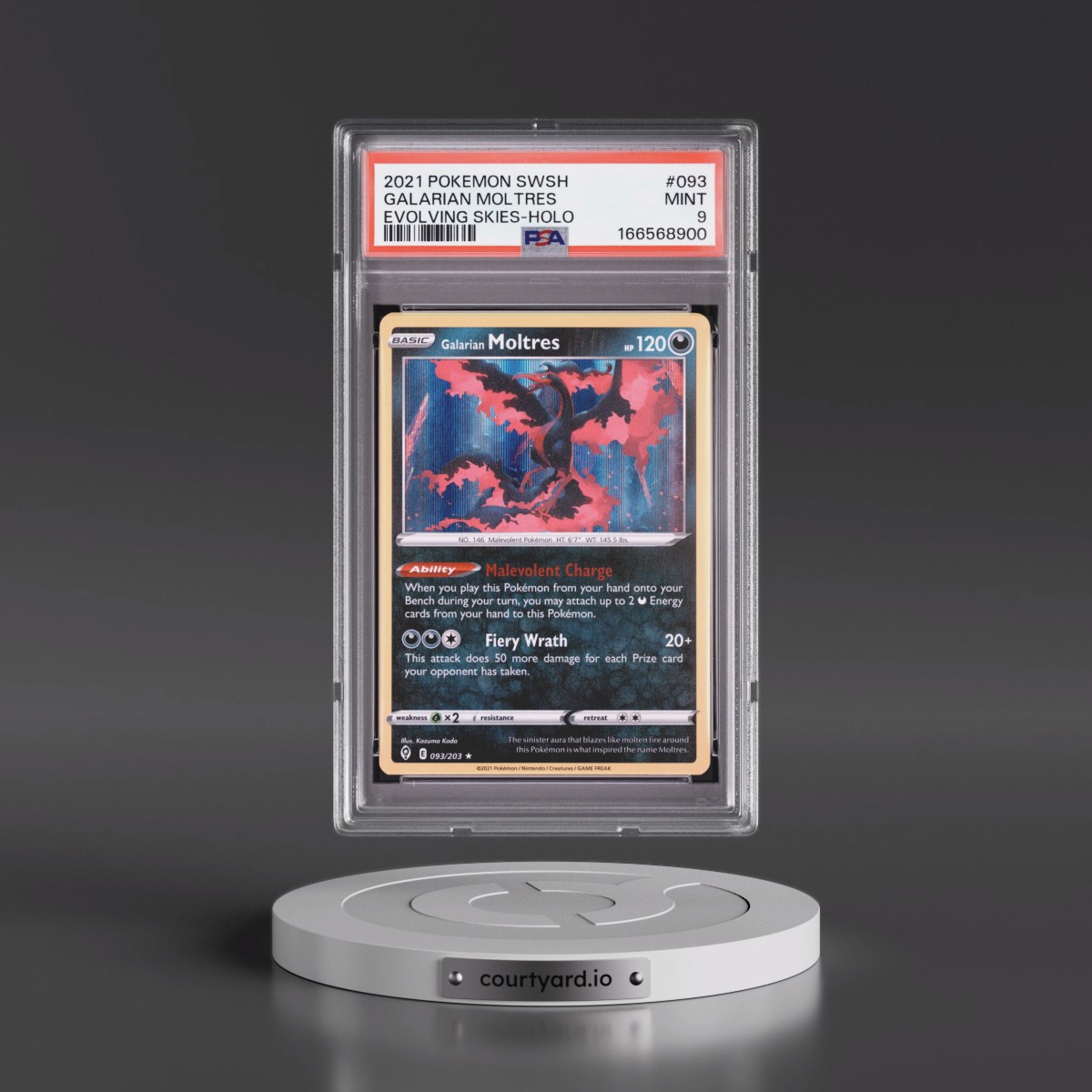 2021 Pokémon Sword & Shield Evolving Skies #093 Galarian Moltres - Holo (PSA 9 MINT)