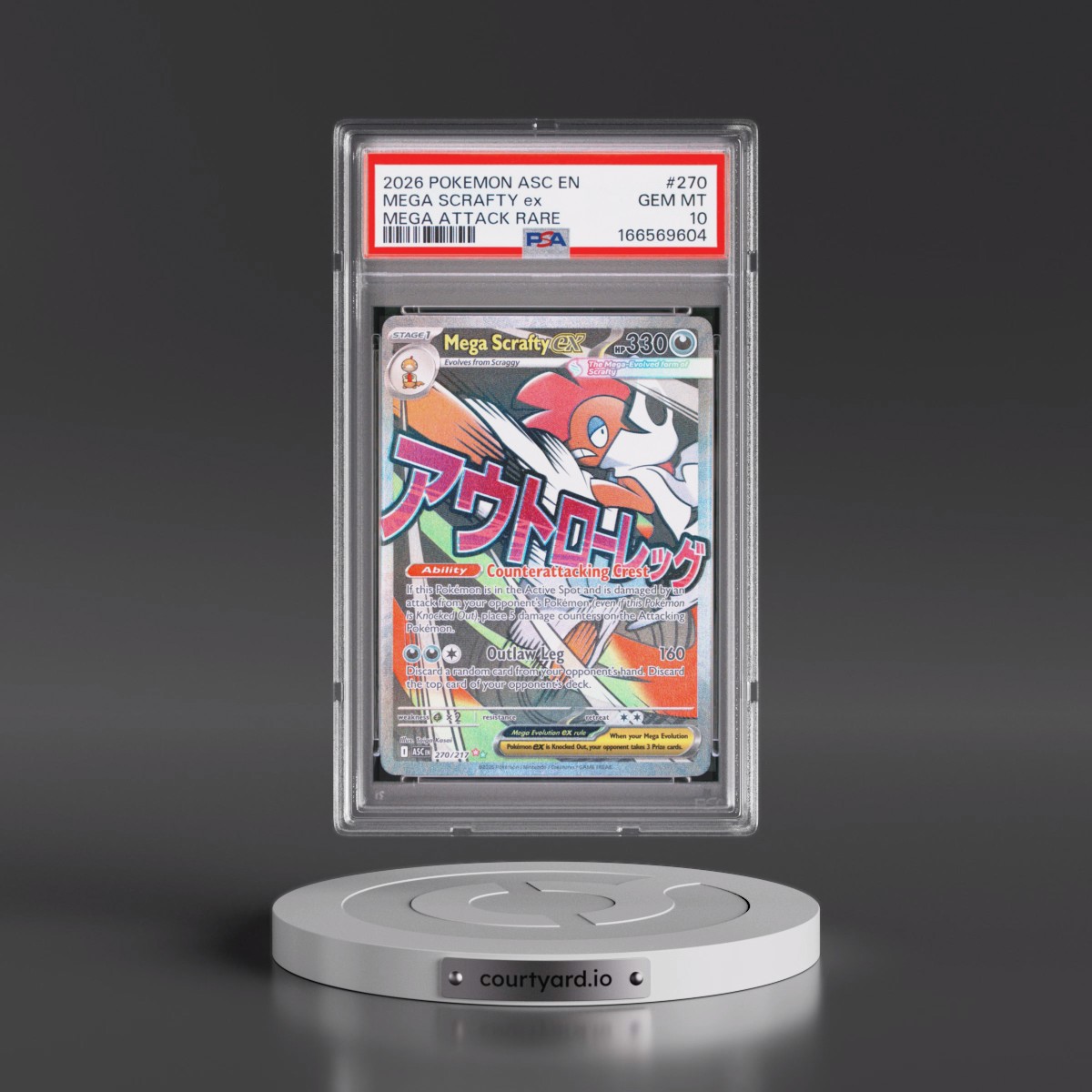 2026 Pokémon Asc EN-Ascended Heroes #270 Mega Scrafty EX - Holo Mega Attack Rare (PSA 10 GEM MINT)