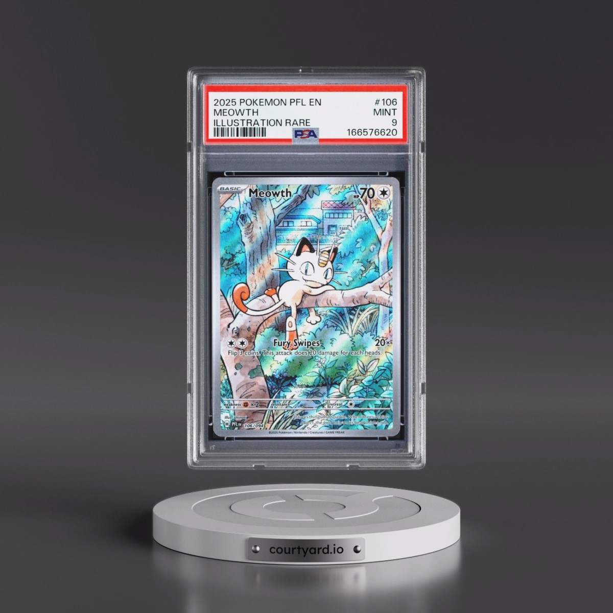2025 Pokémon Pfl EN-Phantasmal Flames #106 Meowth - Illustration Rare (PSA 9 MINT)