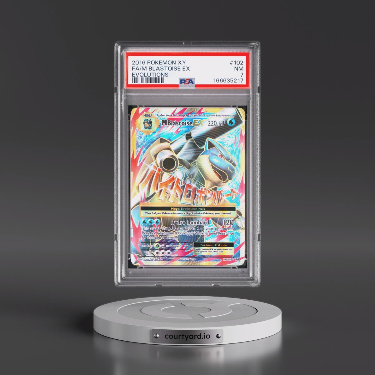 2016 Pokémon XY Evolutions #102 M Blastoise EX - Holo Full Art (PSA 7 NM)