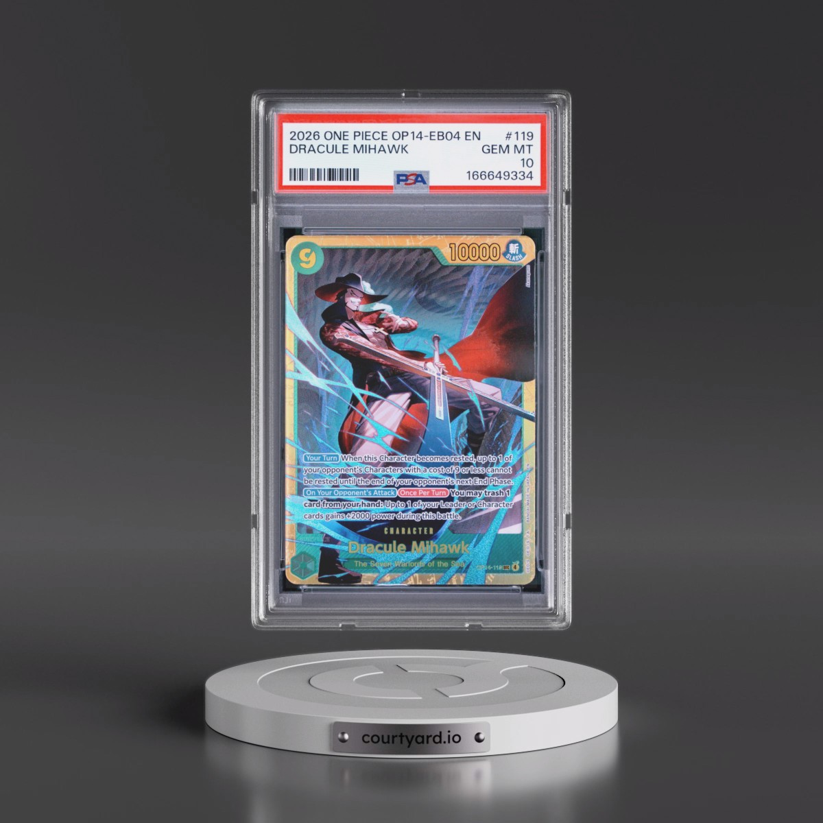 2026 One Piece OP14-EB04-the Azure Sea's Seven #119 Dracule Mihawk (PSA 10 GEM MINT)