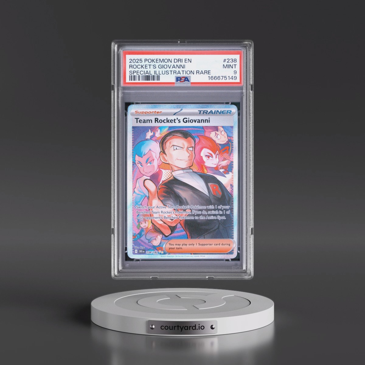 2025 Pokémon Dri EN-Destined Rivals #238 Team Rocket's Giovanni - Special Illustration Rare (PSA 9 MINT)