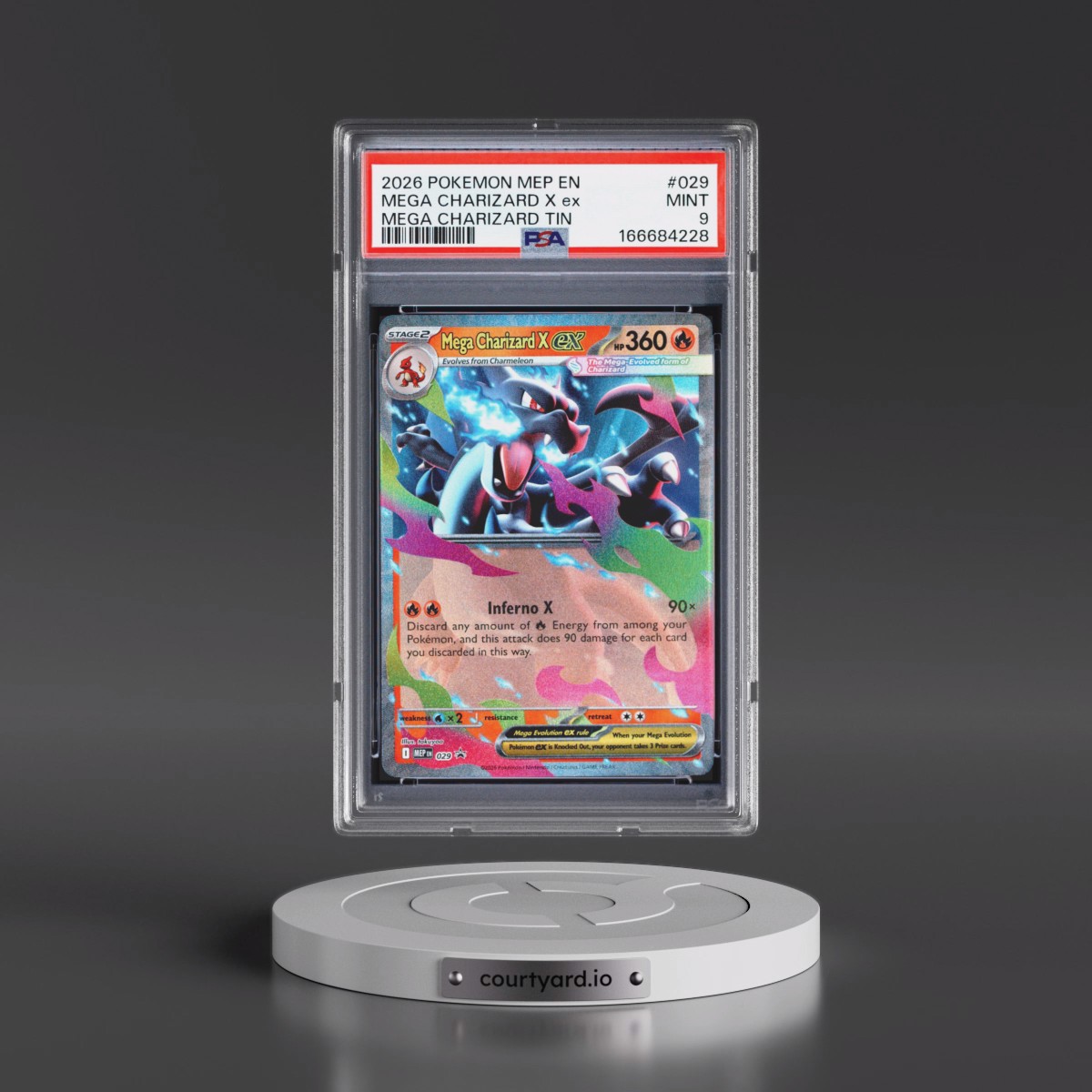 2026 Pokémon Mep EN-Me Black Star Promo #029 Mega Charizard X EX - Holo Mega Charizard Tin (PSA 9 MINT)