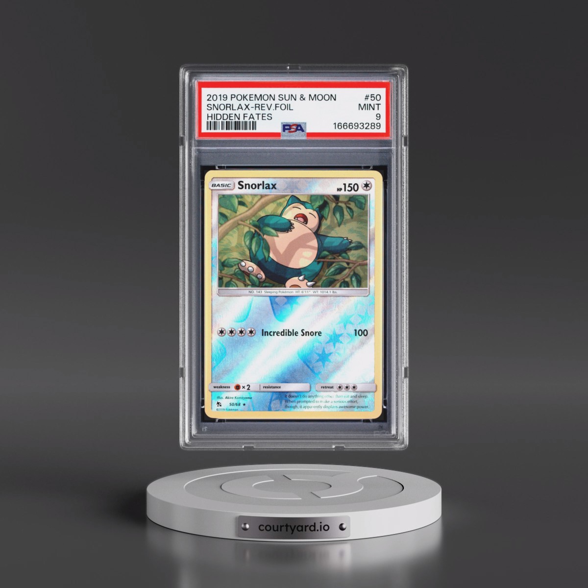 2019 Pokémon Sun & Moon Hidden Fates #50 Snorlax - Reverse Foil (PSA 9 MINT)