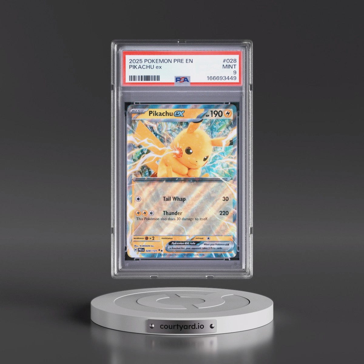 2025 Pokémon Pre EN-Prismatic Evolutions #028 Pikachu EX - Holo (PSA 9 MINT)