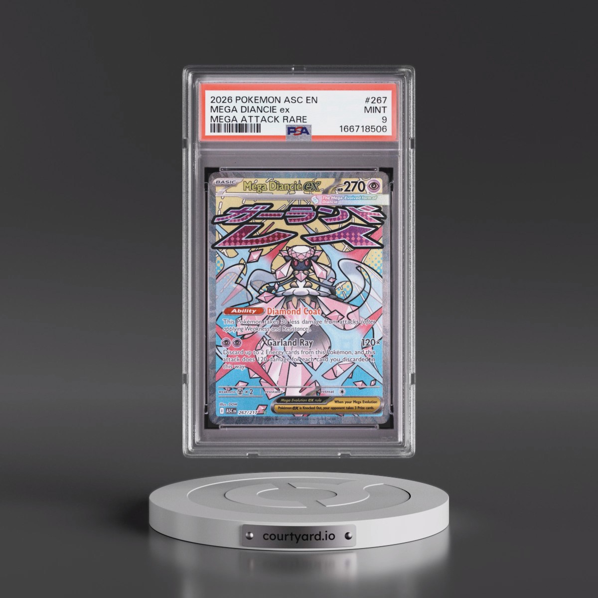 2026 Pokémon Asc EN-Ascended Heroes #267 Mega Diancie EX - Holo Mega Attack Rare (PSA 9 MINT)