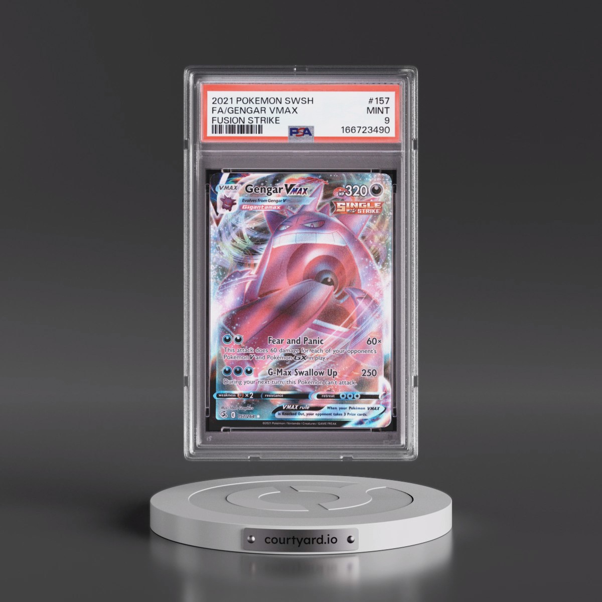 2021 Pokémon Sword & Shield Fusion Strike #157 Gengar Vmax - Full Art (PSA 9 MINT)