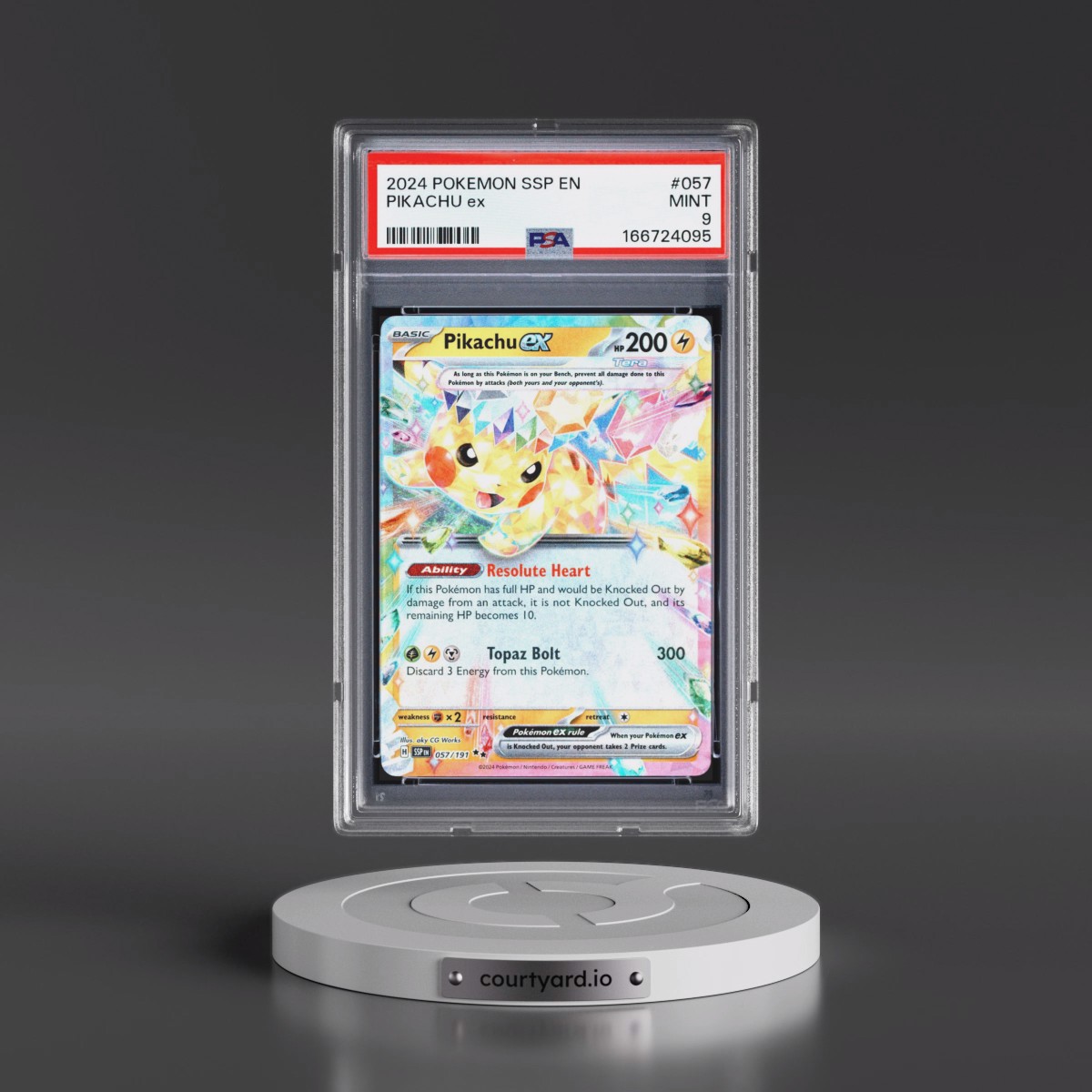 2024 Pokémon Ssp EN-Surging Sparks #057 Pikachu EX - Holo (PSA 9 MINT)