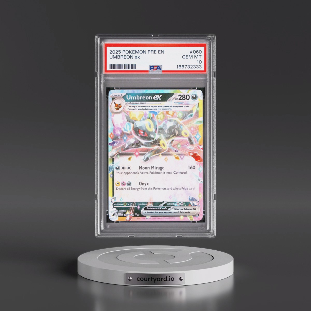 2025 Pokémon Pre EN-Prismatic Evolutions #060 Umbreon EX - Holo (PSA 10 GEM MINT)