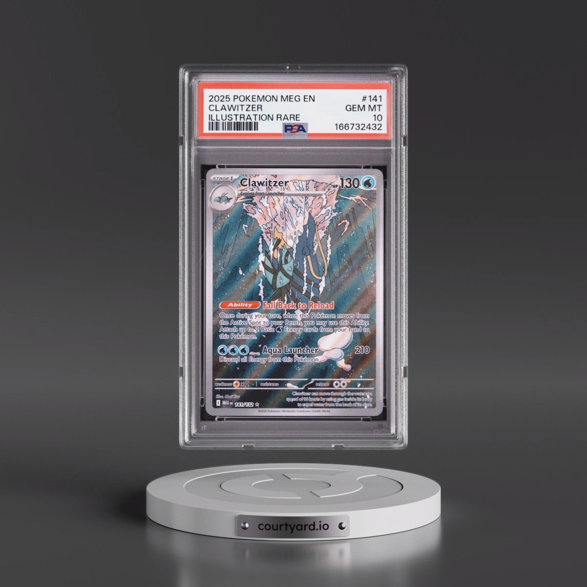 2025 Pokémon Meg EN-Mega Evolution #141 Clawitzer - Illustration Rare (PSA 10 GEM MINT)
