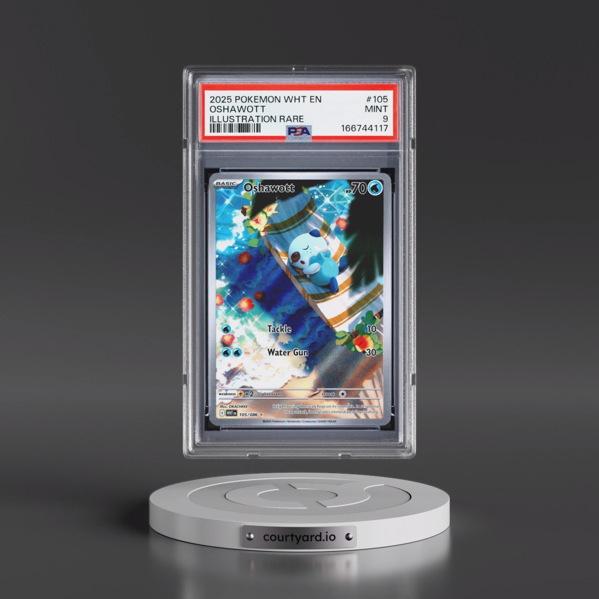 2025 Pokémon Wht EN-White Flare #105 Oshawott - Illustration Rare (PSA 9 MINT)