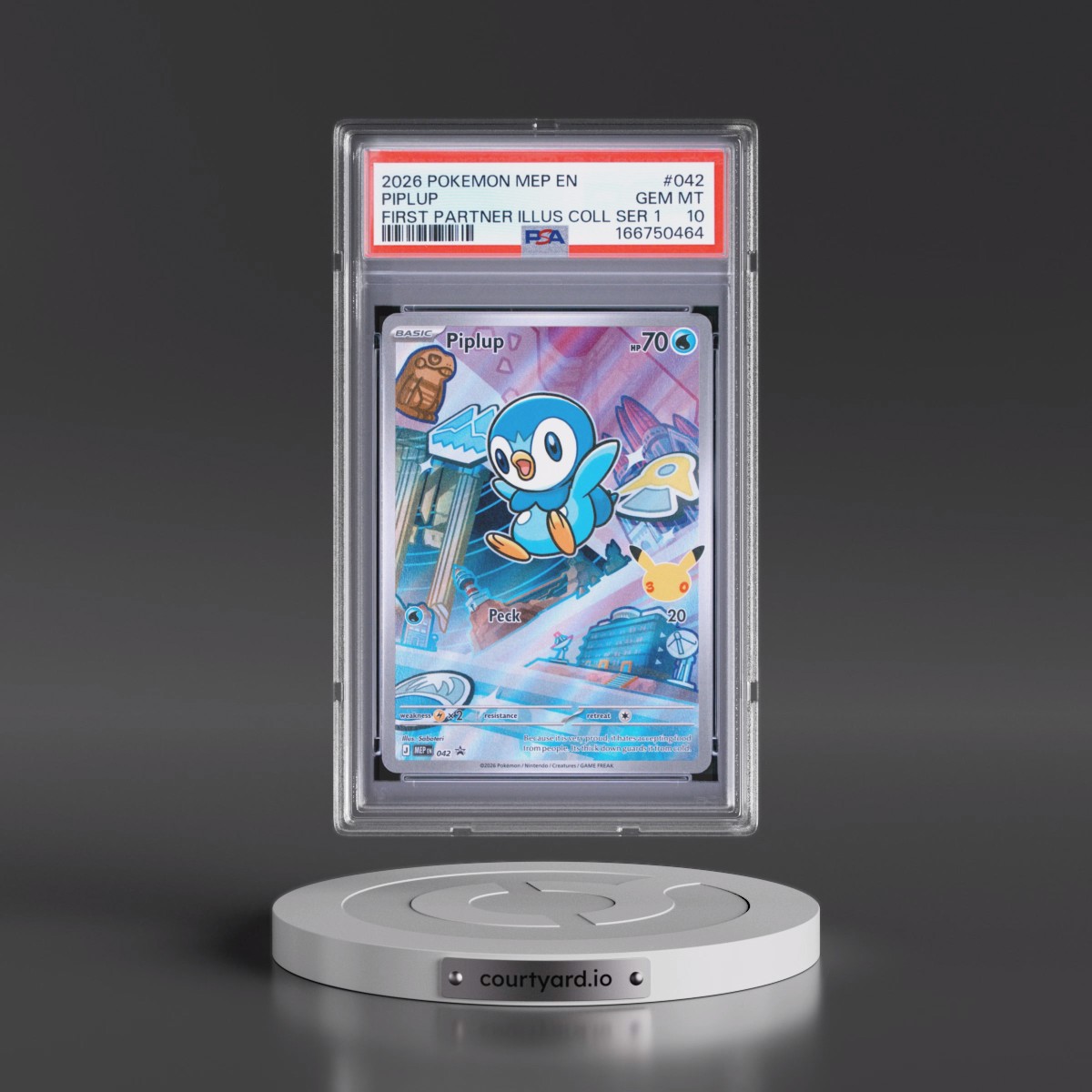 2026 Pokémon Mep EN-Me Black Star Promo #042 Piplup - First Partner Illustration Collection Series 1 (PSA 10 GEM MINT)