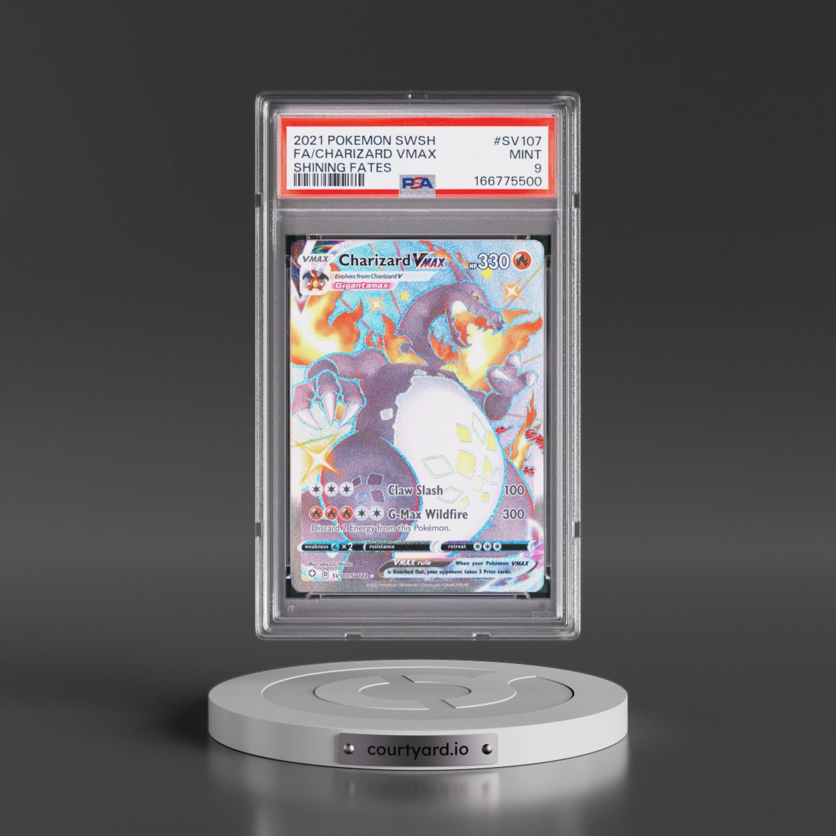 2021 Pokémon Sword & Shield Shining Fates #SV107 Charizard Vmax - Full Art (PSA 9 MINT)
