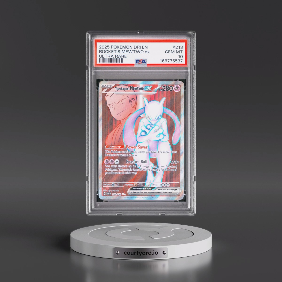 2025 Pokémon Dri EN-Destined Rivals #213 Team Rocket's Mewtwo EX - Holo Ultra Rare (PSA 10 GEM MINT)