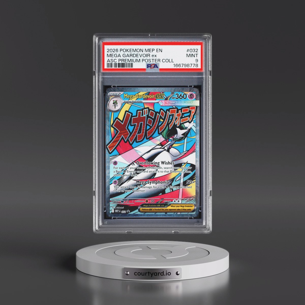 2026 Pokémon Mep EN-Me Black Star Promo #032 Mega Gardevoir EX - Holo Ascended Heroes Premium Poster Collection (PSA 9 MINT)