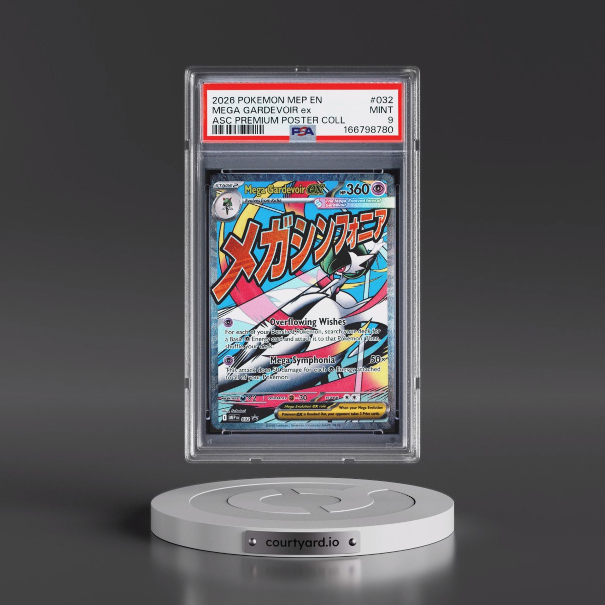 2026 Pokémon Mep EN-Me Black Star Promo #032 Mega Gardevoir EX - Holo Ascended Heroes Premium Poster Collection (PSA 9 MINT)