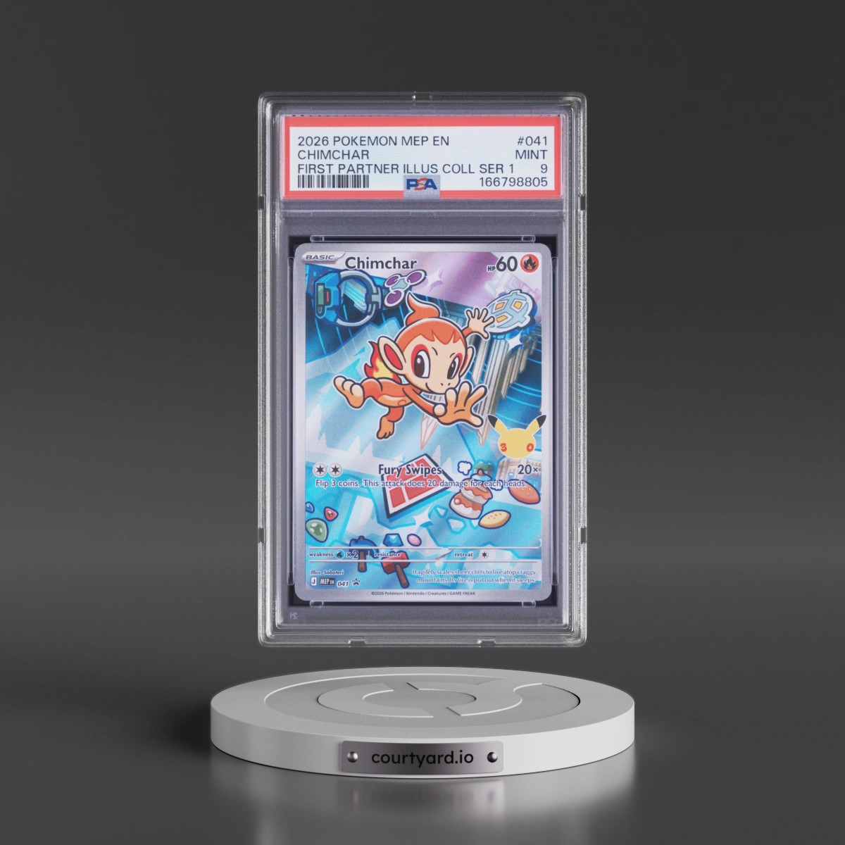 2026 Pokémon Mep EN-Me Black Star Promo #041 Chimchar - First Partner Illustration Collection Series 1 (PSA 9 MINT)
