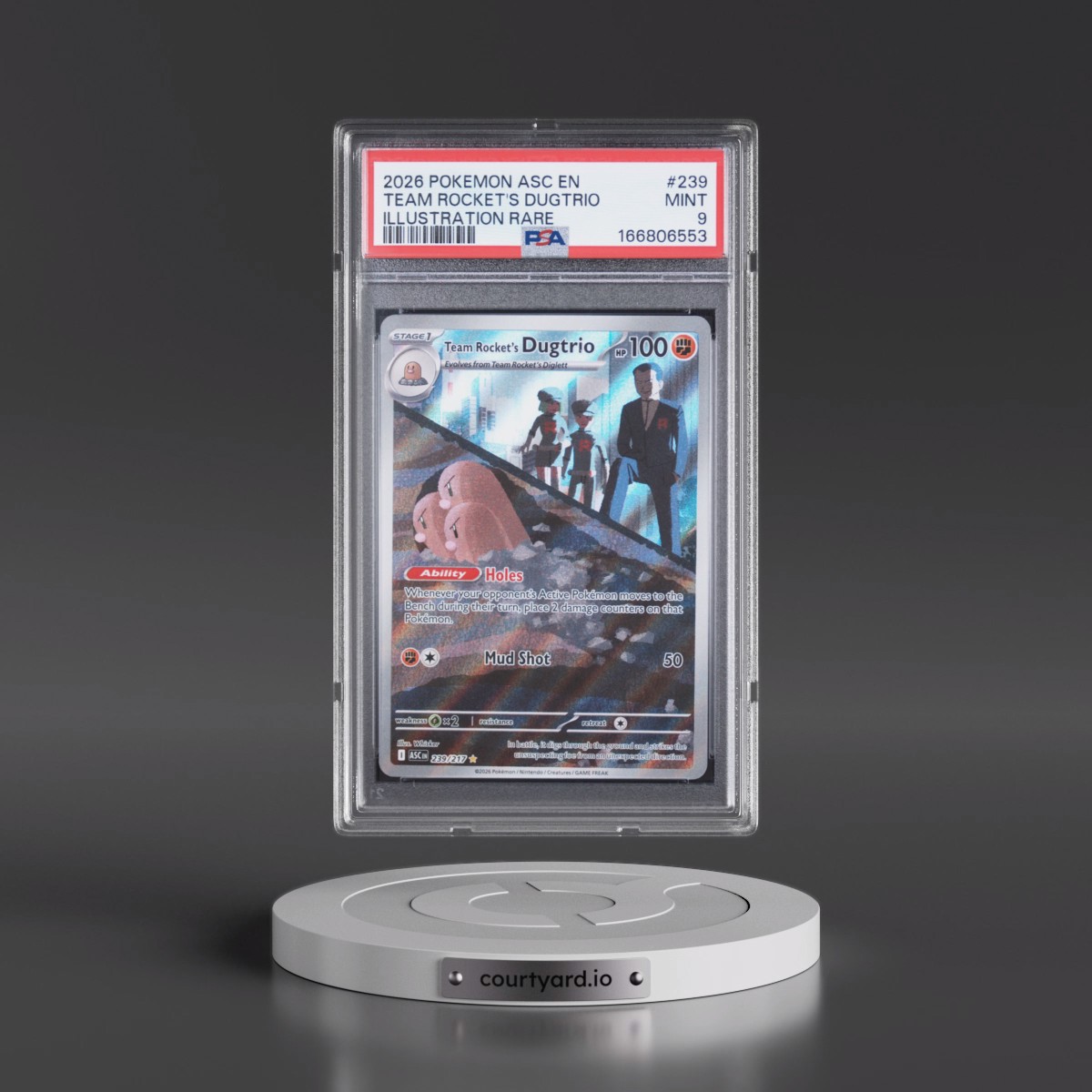 2026 Pokémon Asc EN-Ascended Heroes Team Rocket's Dugtrio - Illustration Rare #239 PSA 9