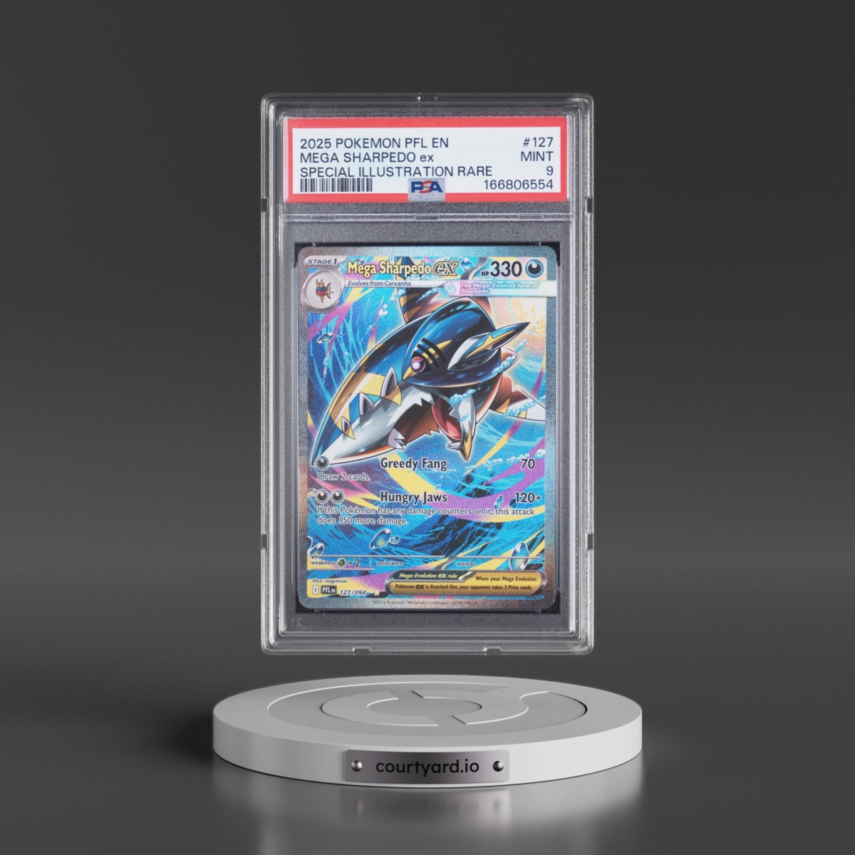 2025 Pokémon Pfl EN-Phantasmal Flames Mega Sharpedo EX - Holo Special Illustration Rare #127 PSA 9
