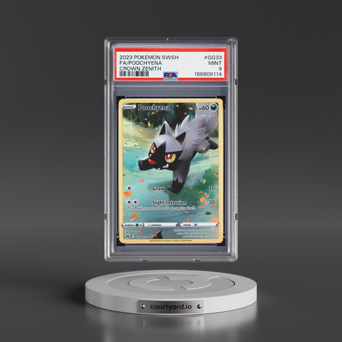 2023 Pokémon Sword and Shield Crown Zenith #GG33 Poochyena - Full Art (PSA 9 MINT)