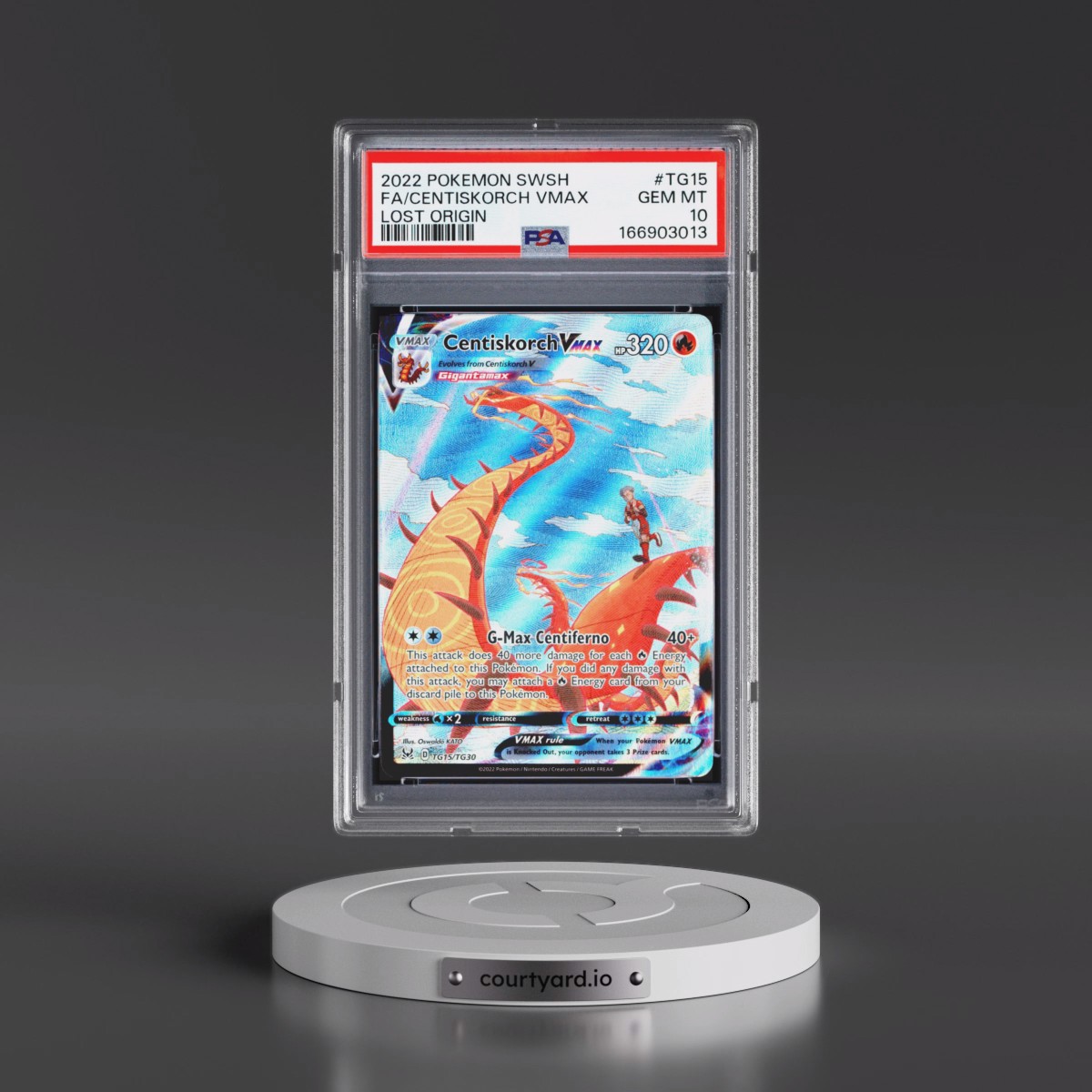 2022 Pokémon Sword & Shield Lost Origin Centiskorch Vmax - Full Art #TG15 PSA 10