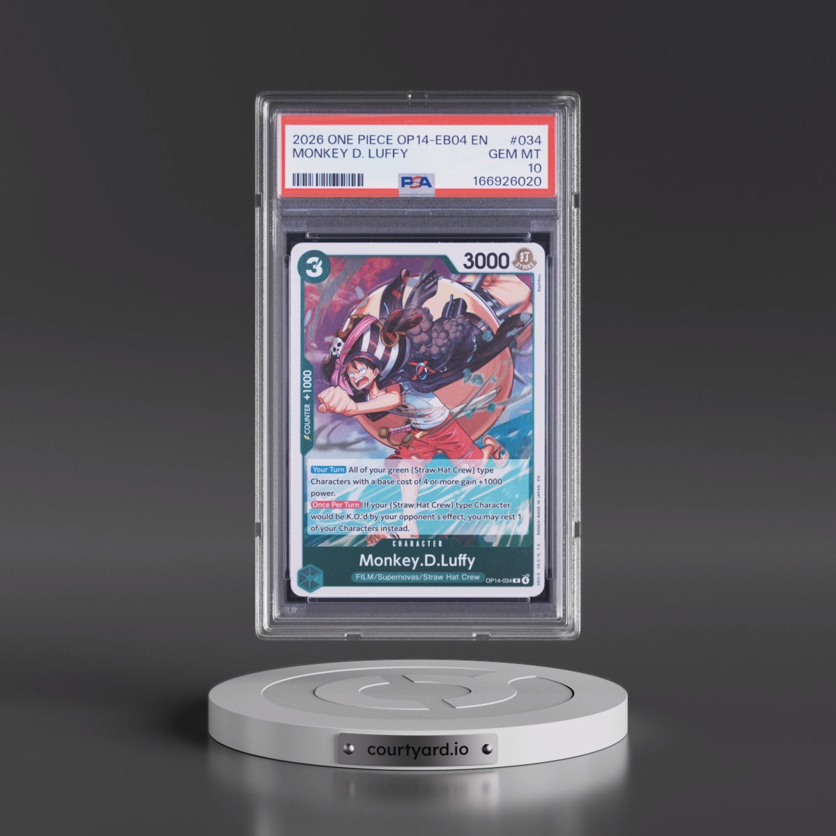 2026 One Piece OP14-EB04-the Azure Sea's Seven Monkey D. Luffy #034 PSA 10