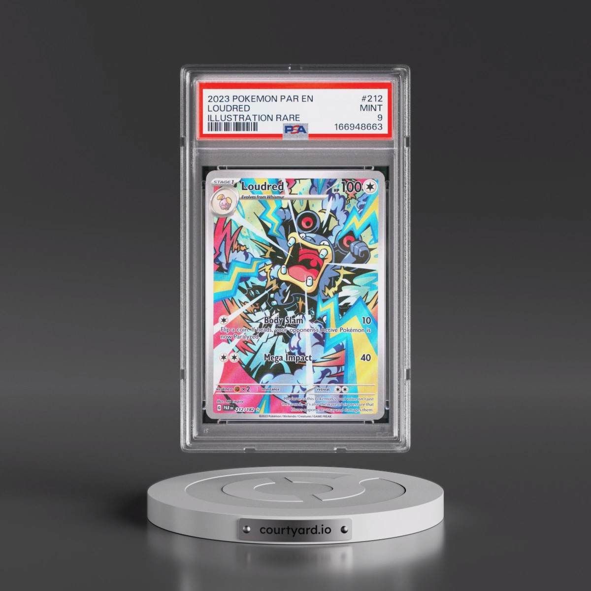 2023 Pokémon Par EN-Paradox Rift #212 Loudred - Illustration Rare (PSA 9 MINT)