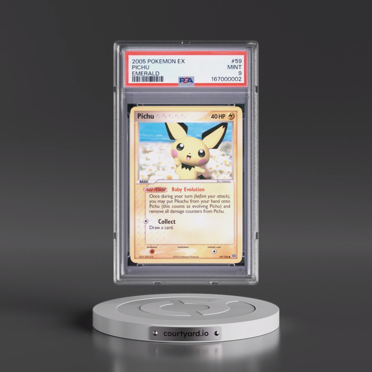 2005 Pokémon EX Emerald #59 Pichu (PSA 9 MINT)