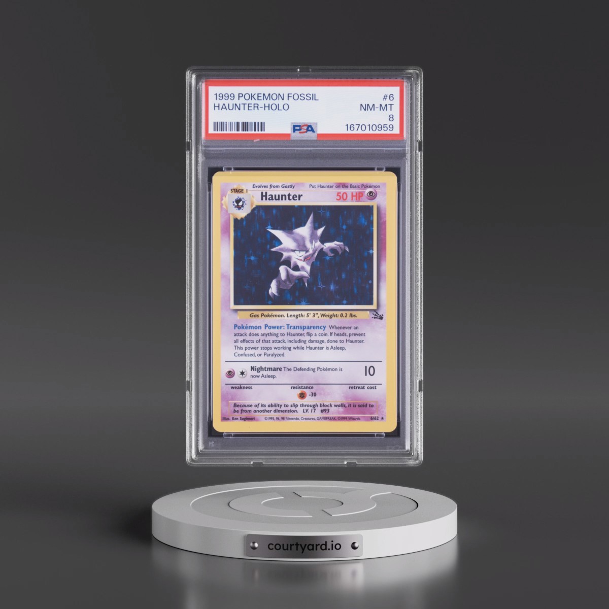 1999 Pokémon Fossil Haunter - Holo #6 PSA 8