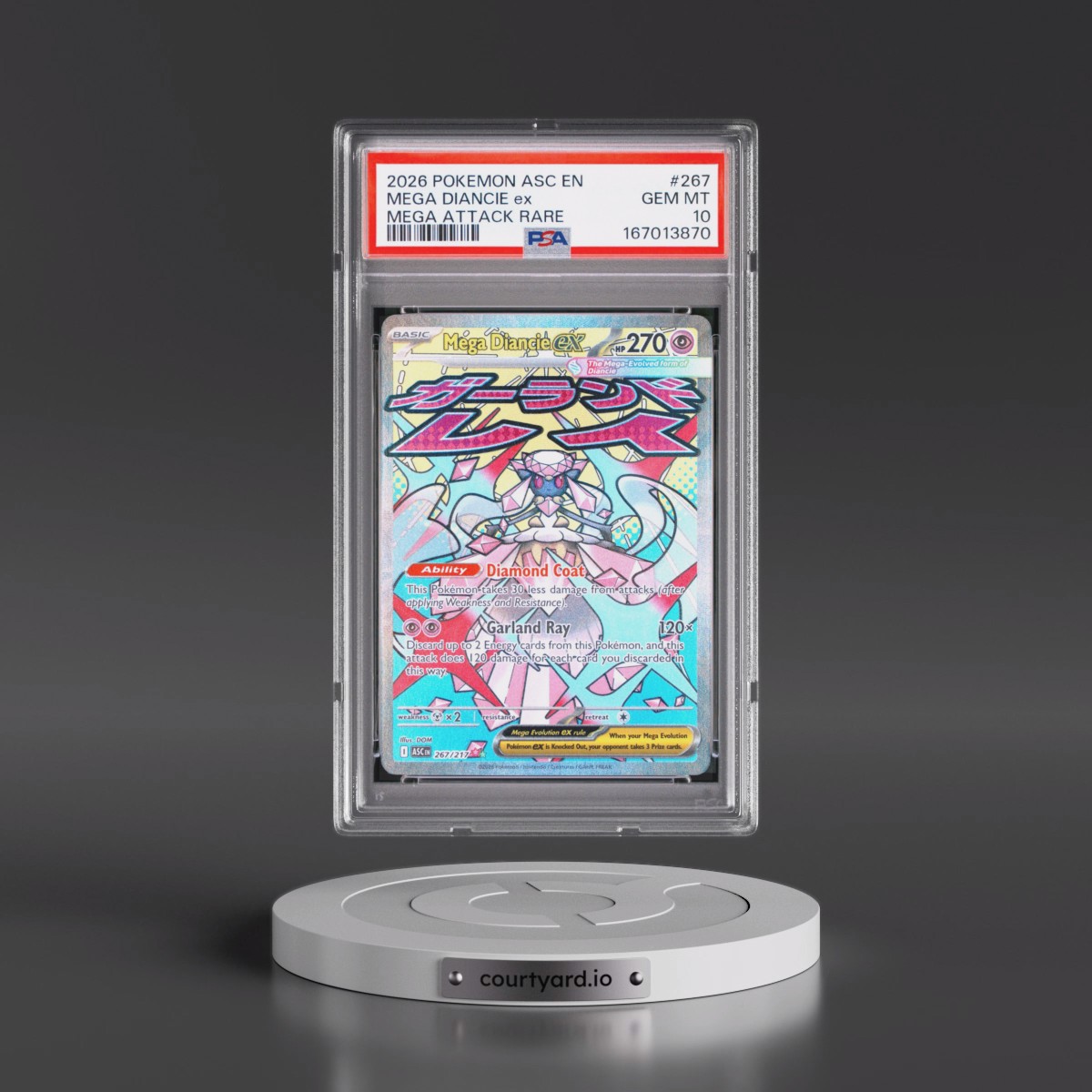 2026 Pokémon Asc EN-Ascended Heroes #267 Mega Diancie EX - Holo Mega Attack Rare (PSA 10 GEM MINT)