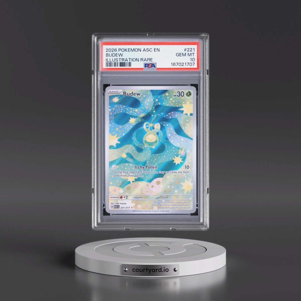 2026 Pokémon Asc EN-Ascended Heroes #221 Budew - Illustration Rare (PSA 10 GEM MINT)