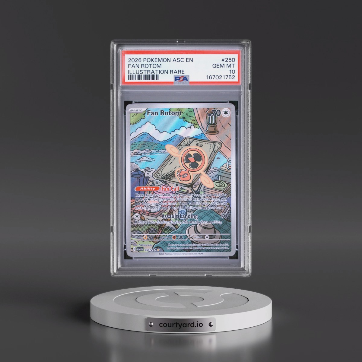 2026 Pokémon Asc EN-Ascended Heroes #250 Fan Rotom - Illustration Rare (PSA 10 GEM MINT)