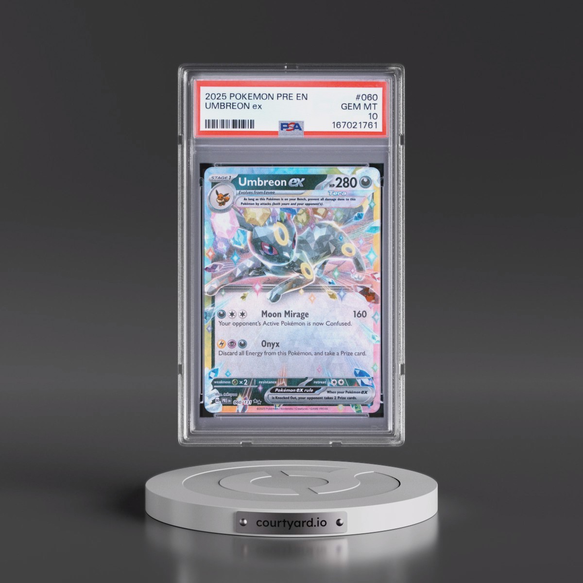 2025 Pokémon Pre EN-Prismatic Evolutions #060 Umbreon EX - Holo (PSA 10 GEM MINT)