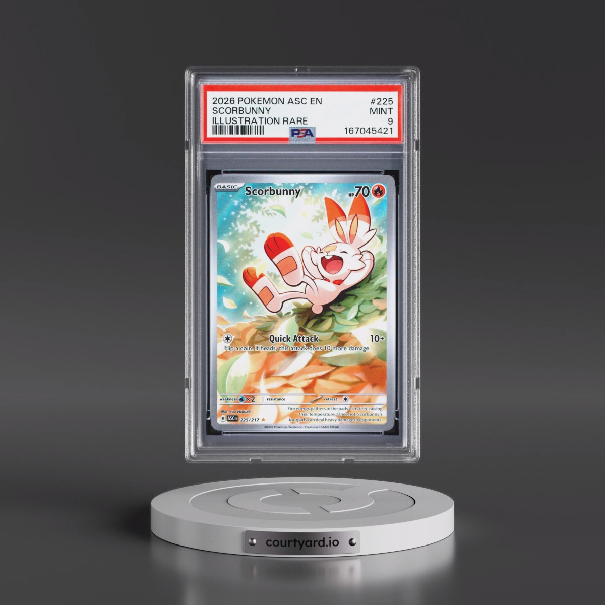 2026 Pokémon Asc EN-Ascended Heroes #225 Scorbunny - Illustration Rare (PSA 9 MINT)