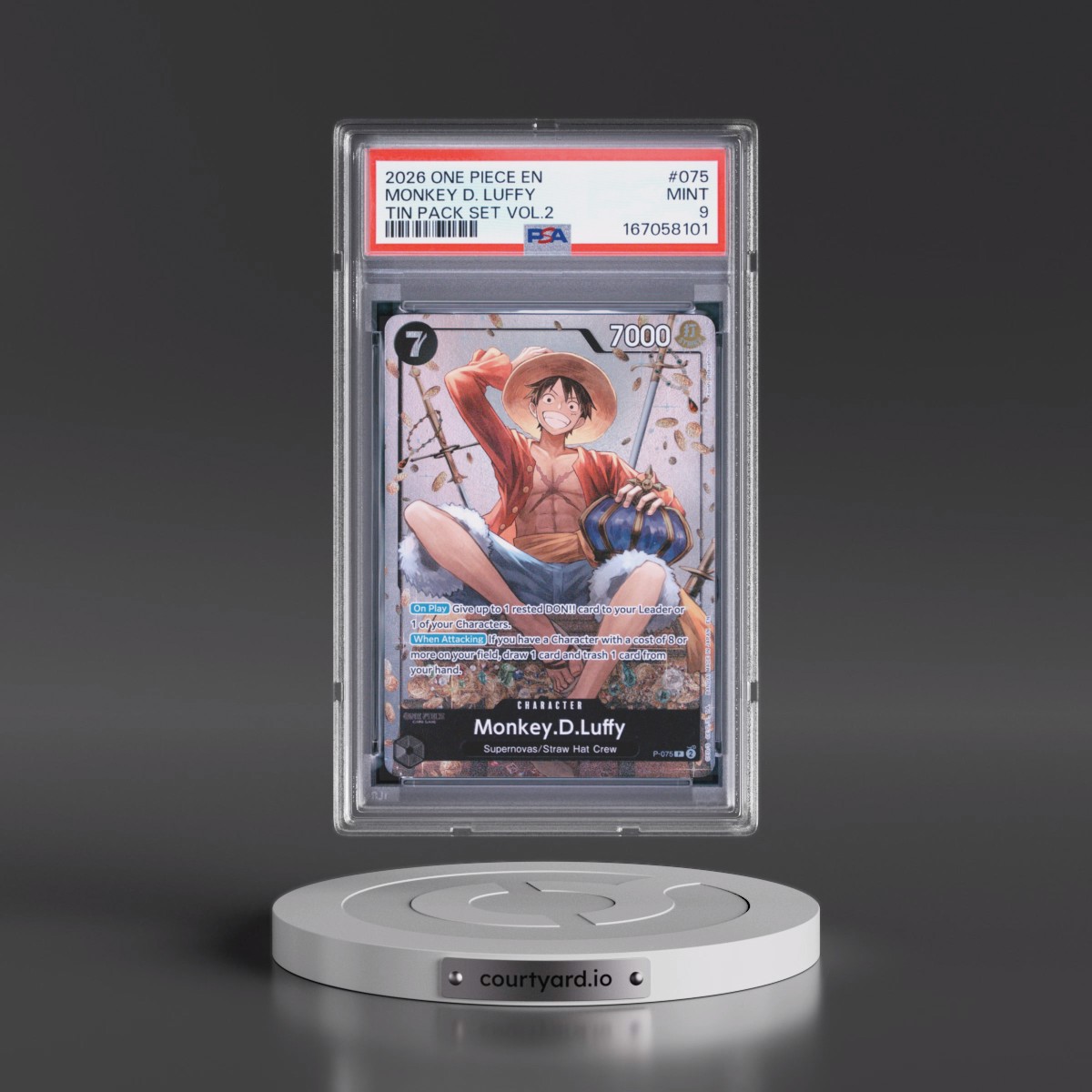 2026 One Piece Promos Monkey D. Luffy - Tin Pack Set Vol.2 #075 PSA 9