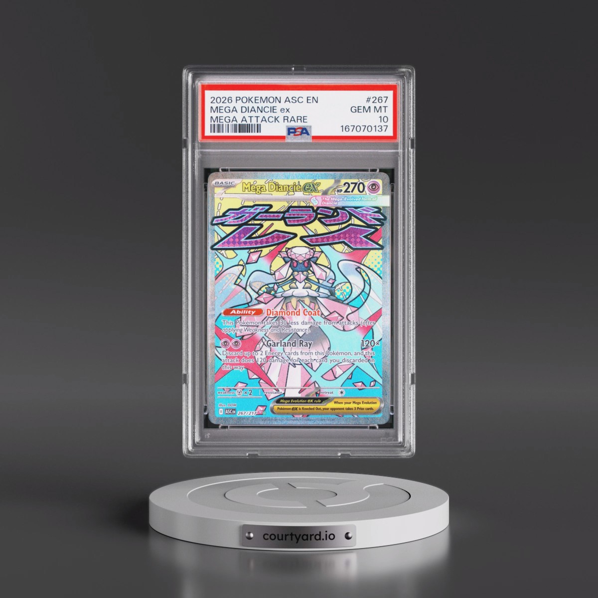 2026 Pokémon Asc EN-Ascended Heroes #267 Mega Diancie EX - Holo Mega Attack Rare (PSA 10 GEM MINT)