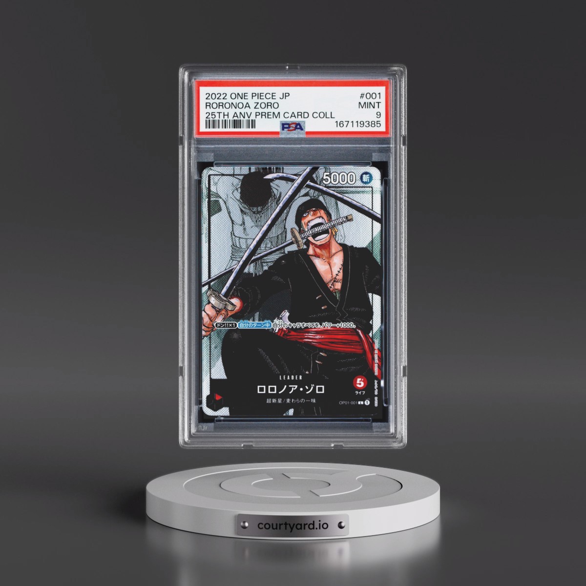 2022 One Piece Japanese 25th Anniversary Premium Card Collection #001 Roronoa Zoro (PSA 9 MINT)