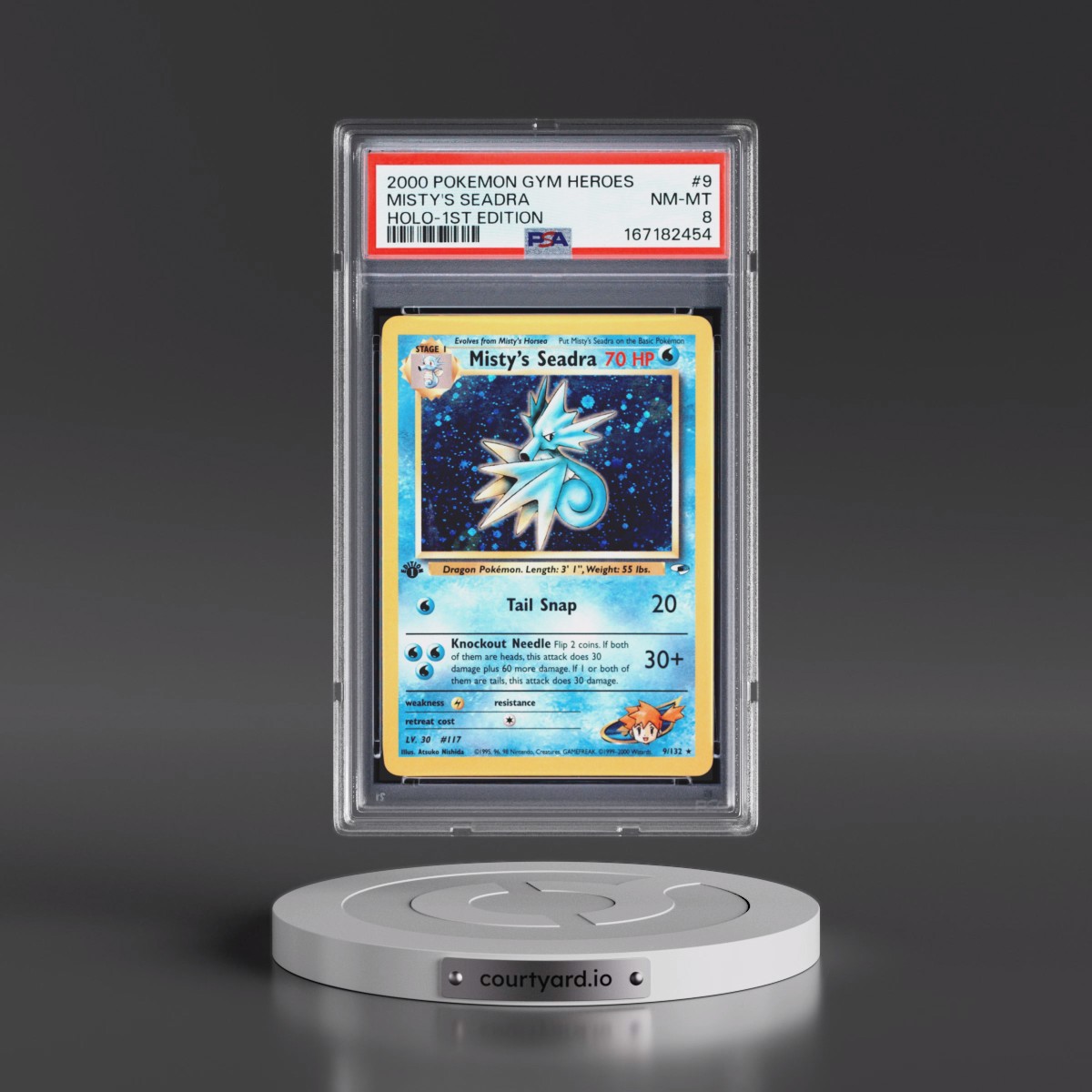 2000 Pokémon Gym Heroes #9 Misty's Seadra - 1st Edition Holo (PSA 8 NM-MT)