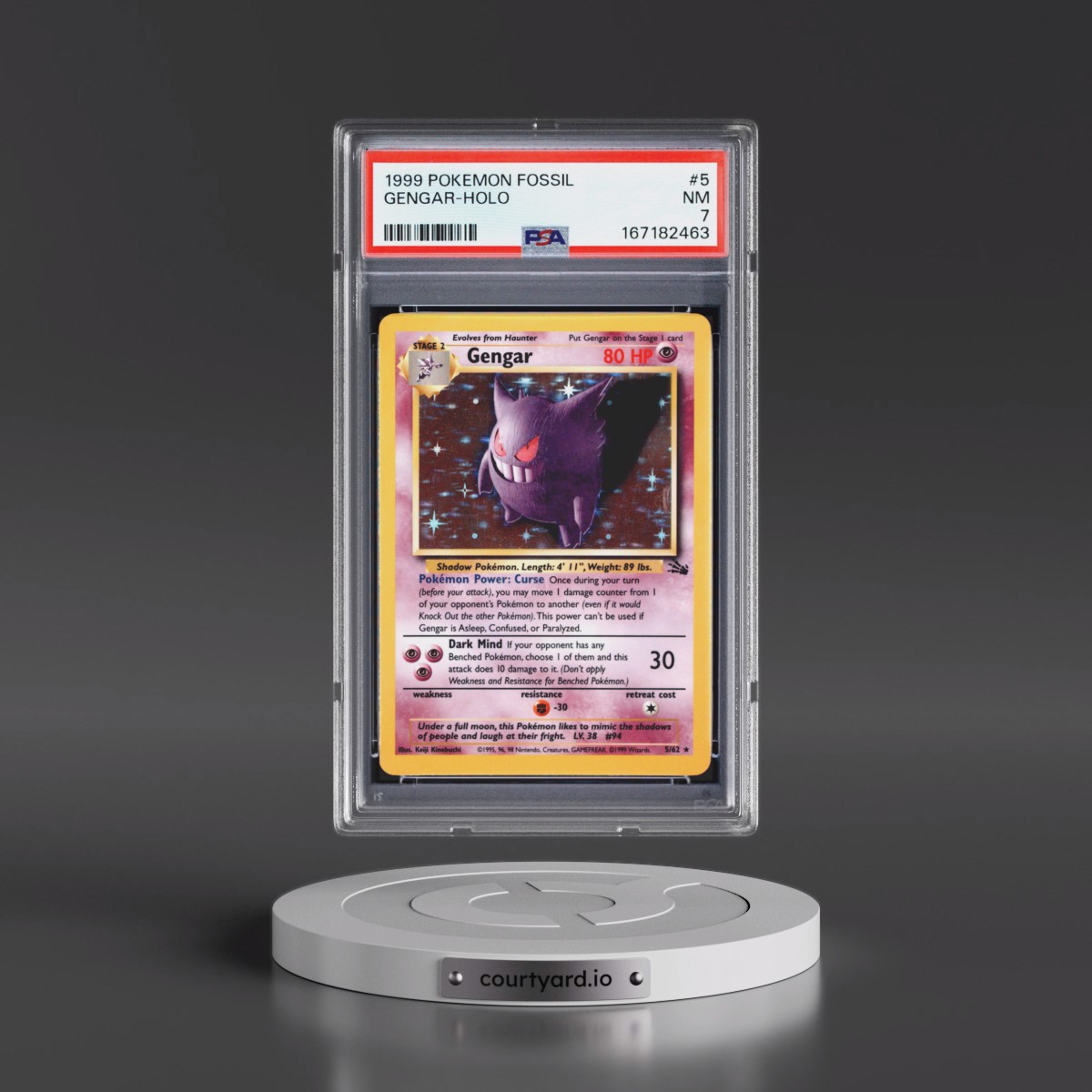 1999 Pokémon Fossil #5 Gengar - Holo (PSA 7 NM)