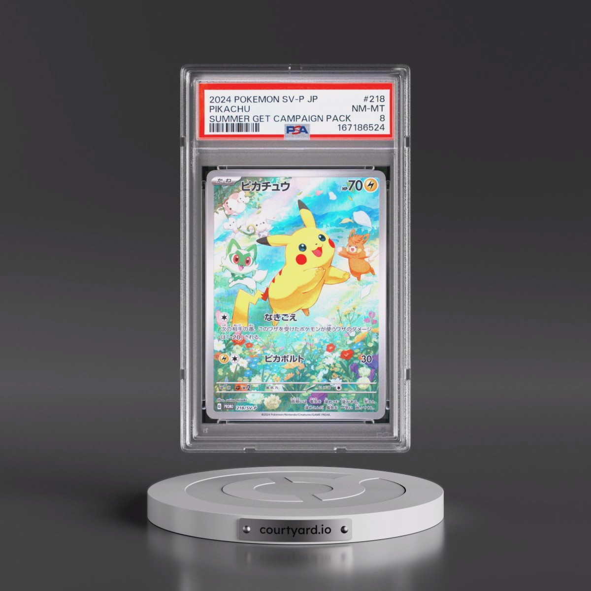 2024 Pokémon SV-P Promo #218 Pikachu - Summer of Pokeca Is Here! Promo Card Get Campaign Pack (PSA 8 NM-MT)