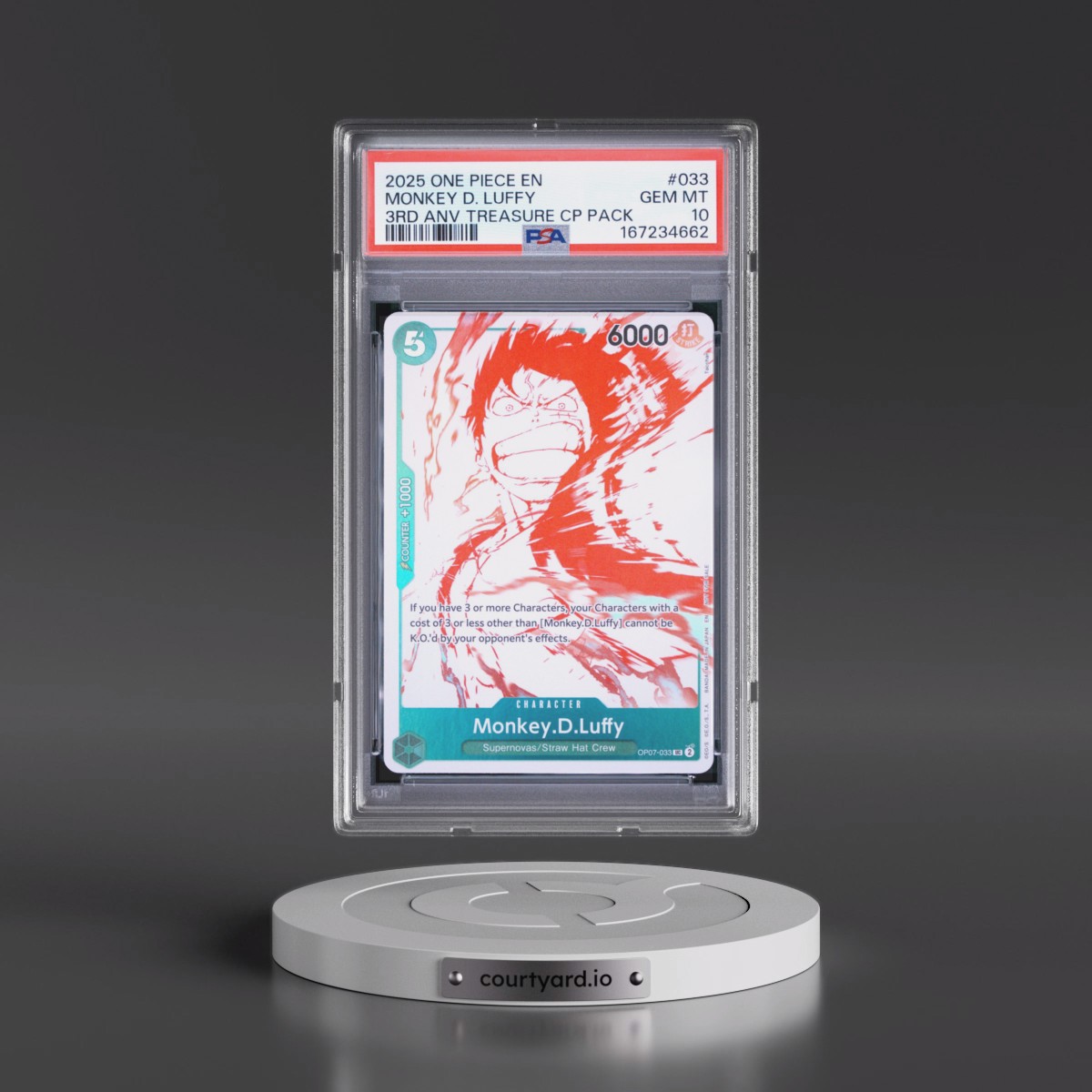 2025 One Piece 3rd Anniversary! One Piece Card Treasure Campaign Pack Monkey D. Luffy #033 PSA 10