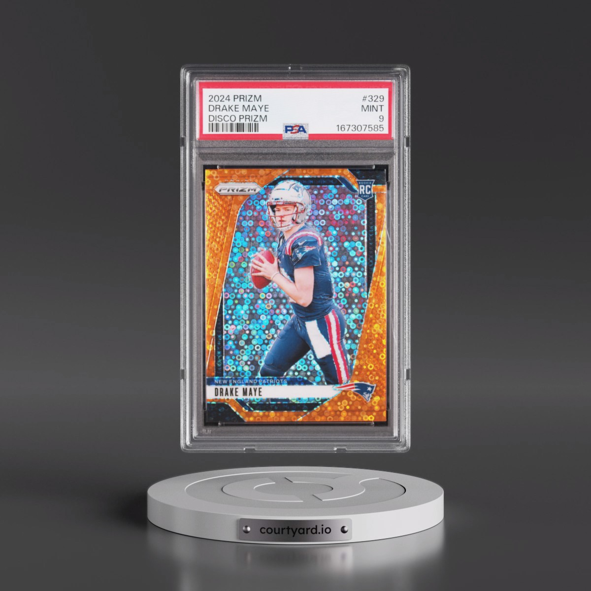 2024 Panini Prizm #329 Drake Maye - Disco Prizm (PSA 9 MINT)